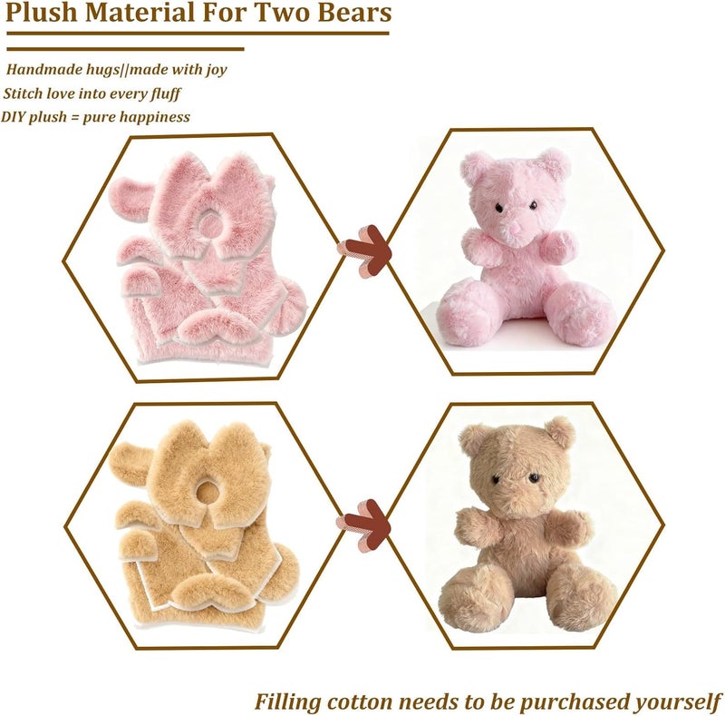 SUNYAO 10 Inch Memory Bear Quilting Templates & Sewing Patterns - Beginners Friendly | with PVC Stencil Rulers, Craft Eyes and Noses Step-by-Step Tutorials/Instructions for Easy DIY(10in+Two Plush) - Image 2